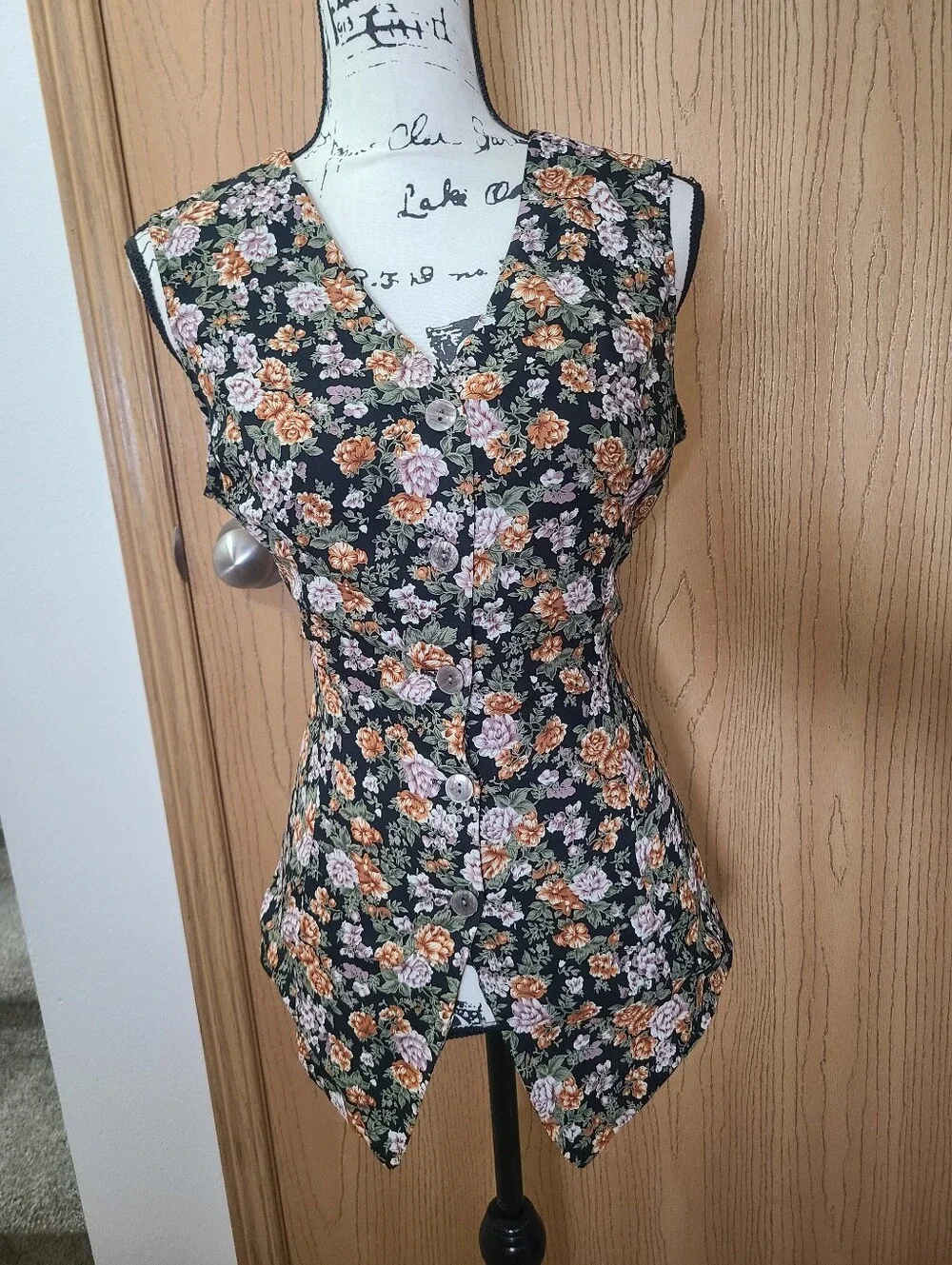 Express Vintage 90s Floral Button Up Tie Back Vest Tank Top - Picture 1 of 4